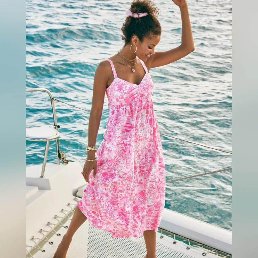 NWT Lilly Pulitzer Women's Azora Floral Cotton Midi Dress - Picture 1 of 3